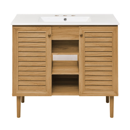 Swiss Madison Bron 36-inch freestanding bathroom vanity in Golden Oak