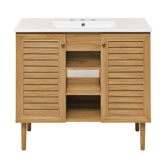 Swiss Madison Bron 36-inch freestanding bathroom vanity in Golden Oak