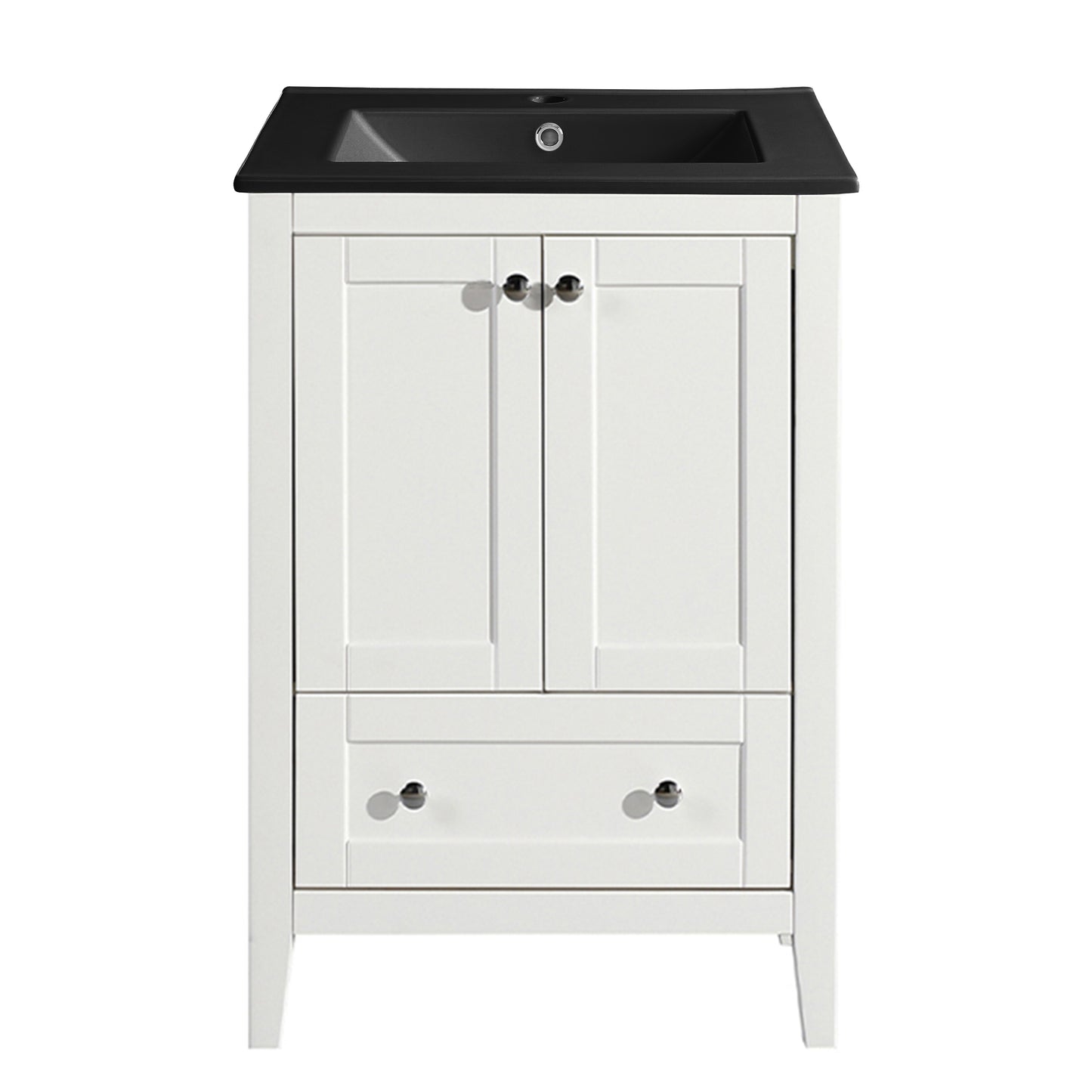 Swiss Madison, Cannes 24 in. White Bathroom Vanity With Black Ceramic Sink Top