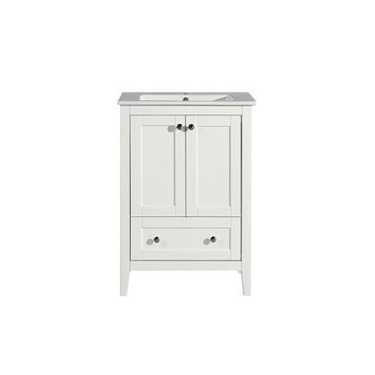 Swiss Madison, Cannes 24" Freestanding Bathroom Vanity in White with Sink Top