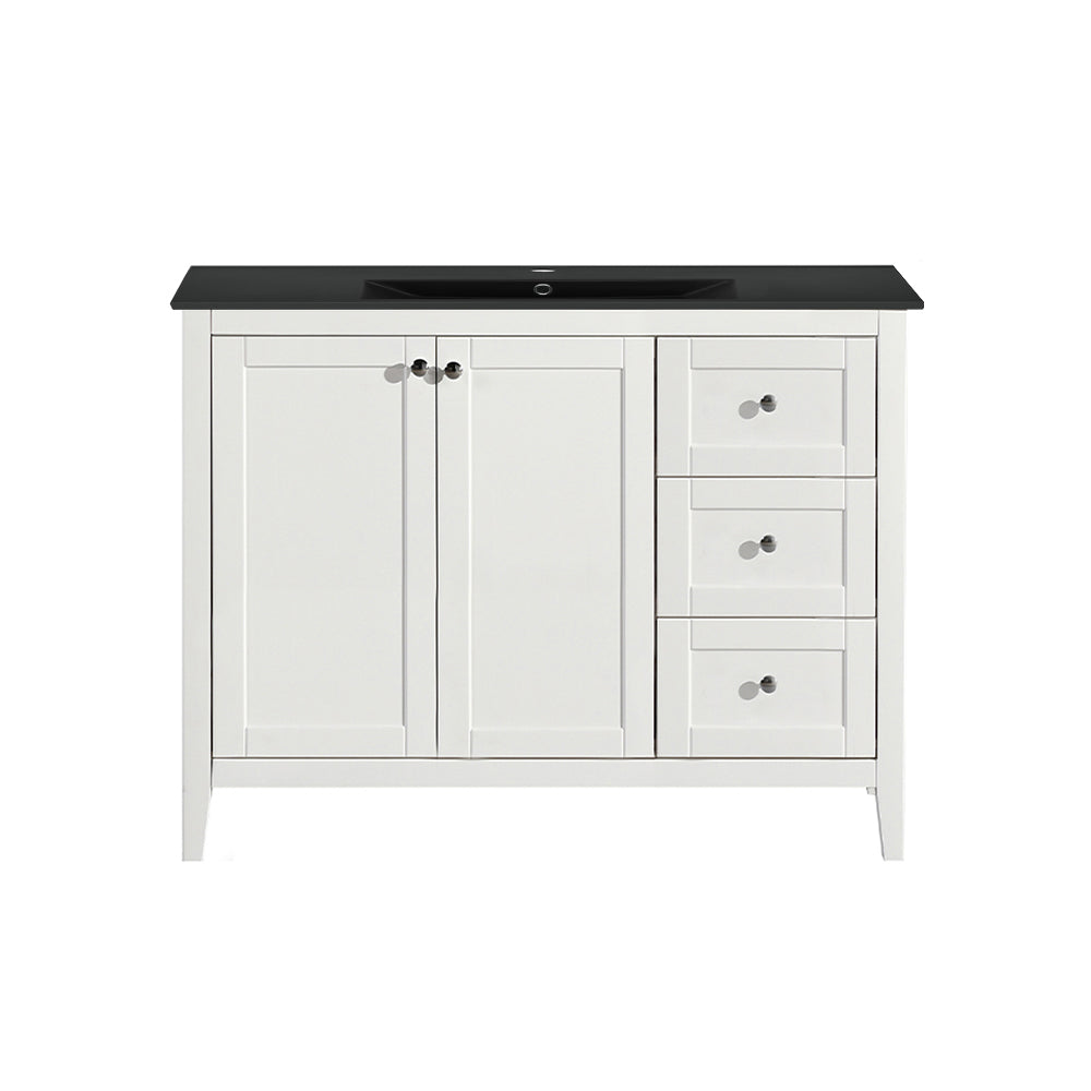 Swiss Madison, Cannes 48 in. White Bathroom Vanity With Black Ceramic Sink Top