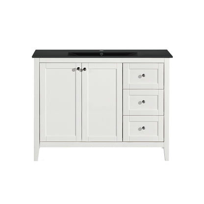 Swiss Madison, Cannes 48 in. White Bathroom Vanity With Black Ceramic Sink Top
