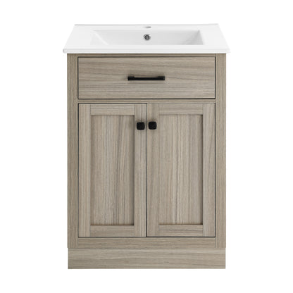 Swiss Madison, Burdon 24" Freestanding Bathroom Vanity in Weathered Oak with Sink Top