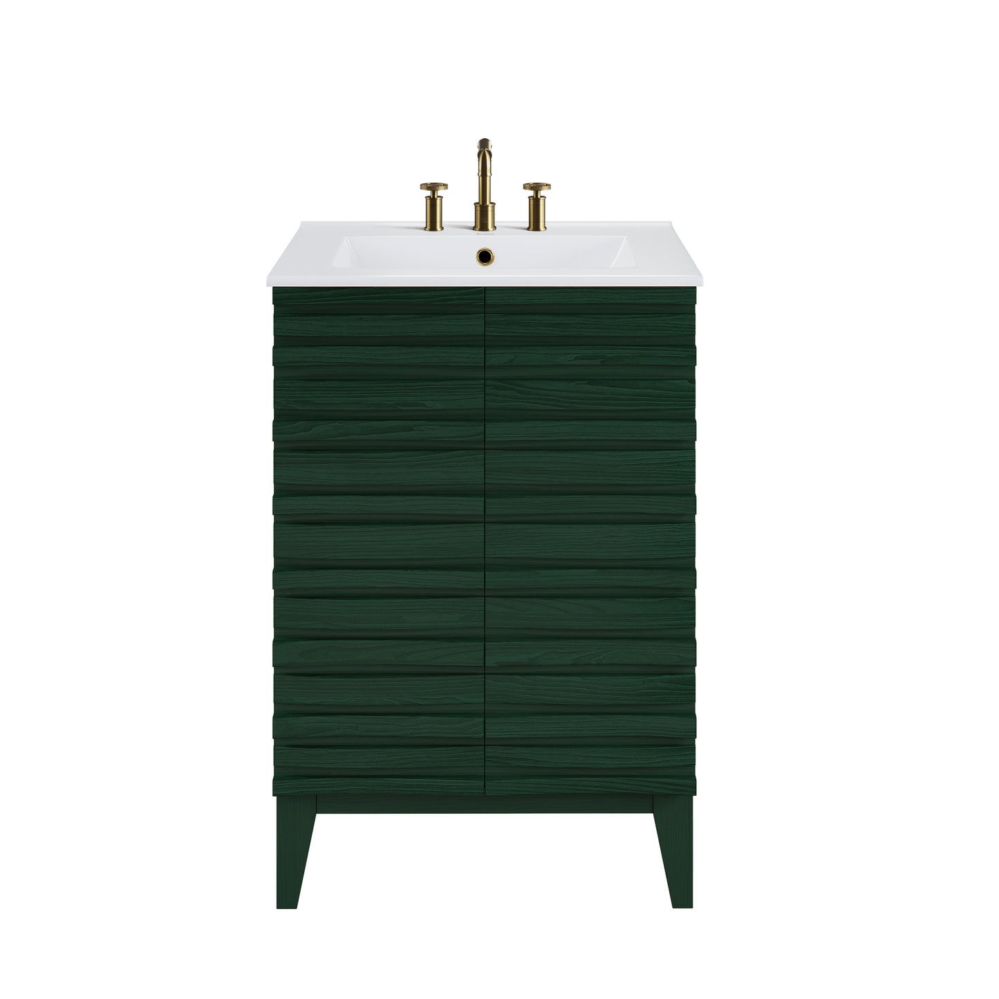 Swiss Madison, Cascade 24" Freestanding Bathroom Vanity in Green Oak with 3-Hole Centerset Sink Top