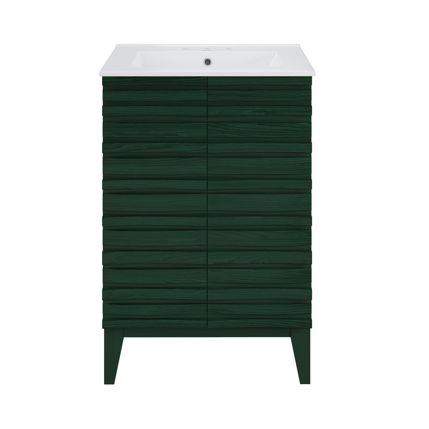 Swiss Madison, Cascade 24" Freestanding Bathroom Vanity in Green Oak with 3-Hole Widespread Sink Top
