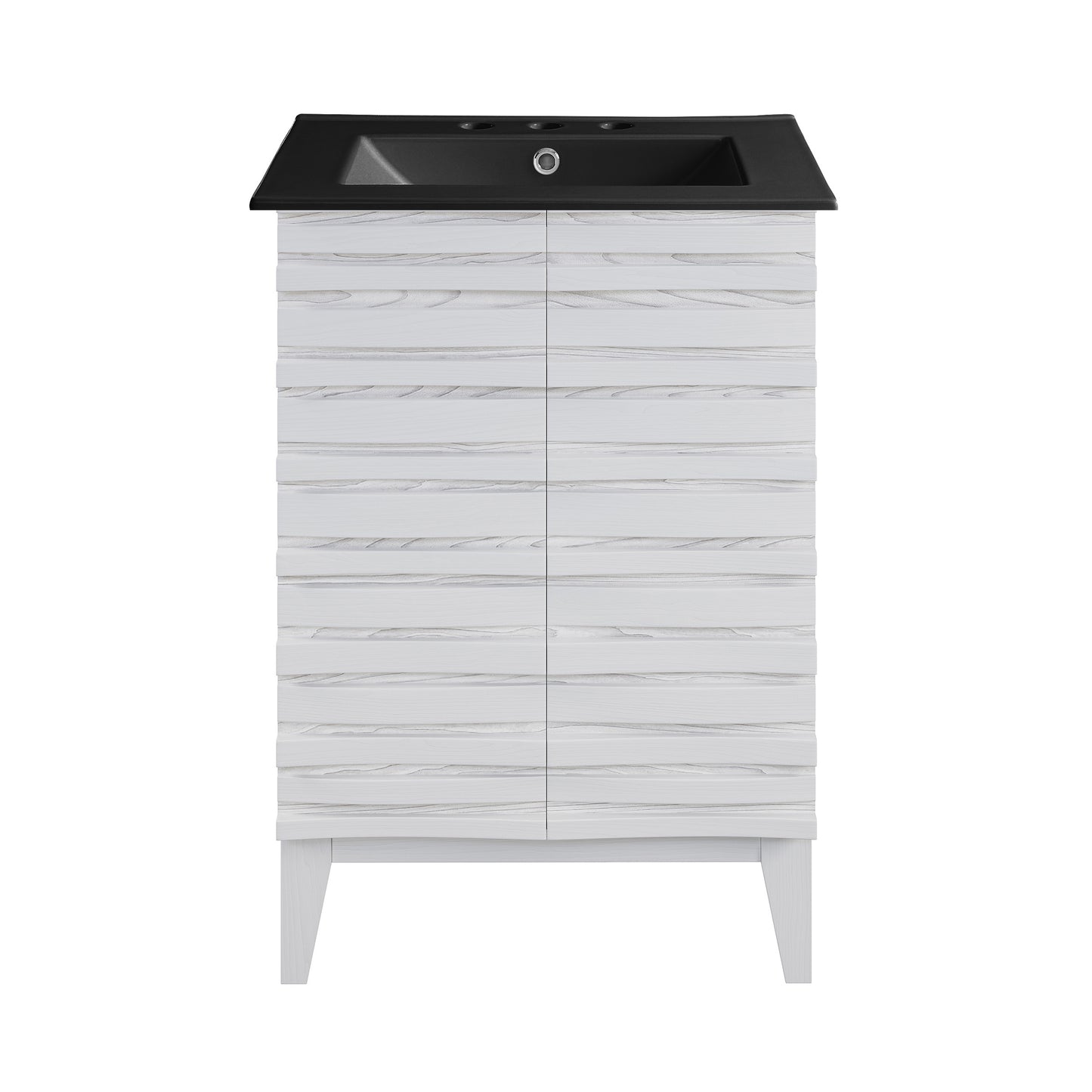 Swiss Madison, Cascade 24 in. White Oak Bathroom Vanity With Black, 3-Hole Ceramic Sink Top