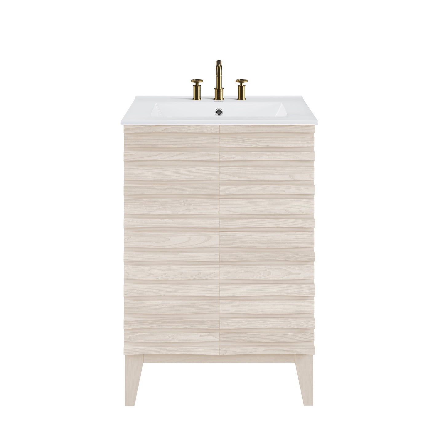 Swiss Madison, Cascade 24 in. White Oak Bathroom Vanity With White, 3-Hole Ceramic Sink Top