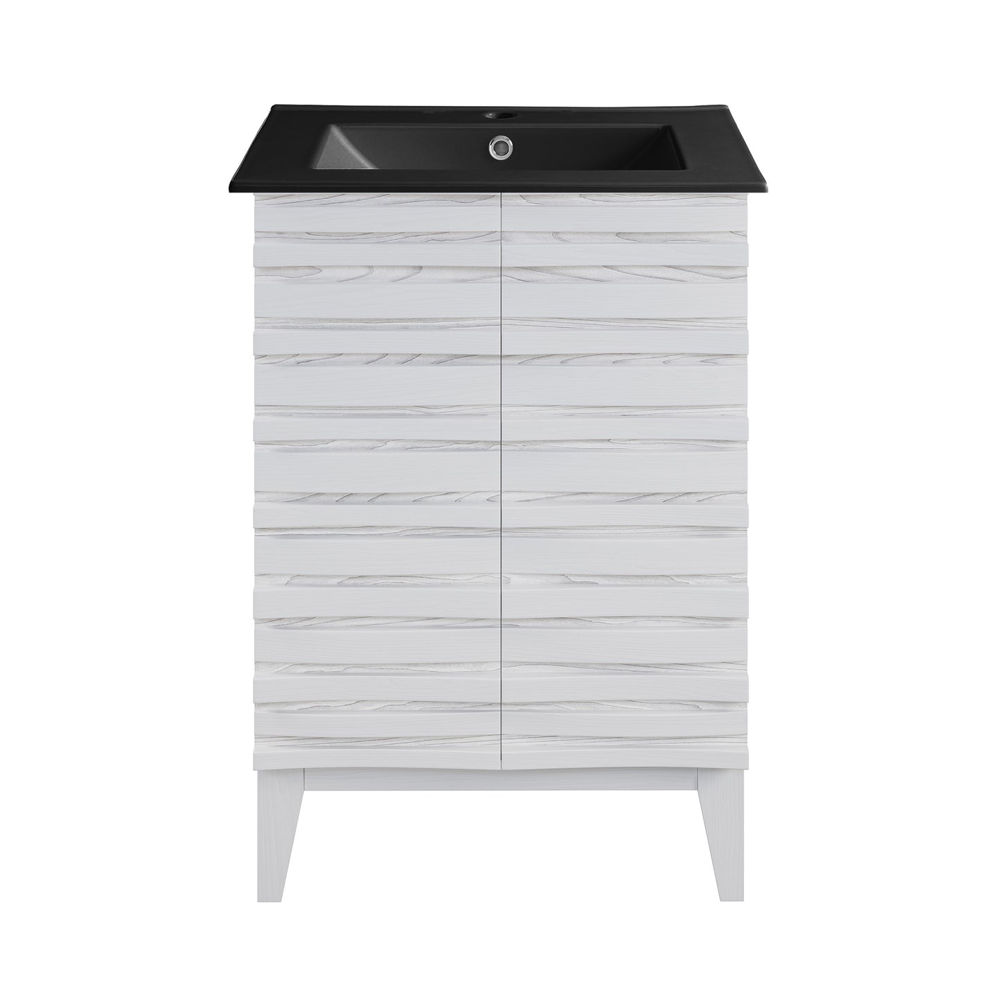 Swiss Madison, Cascade 24 in. White Oak Bathroom Vanity With Black Ceramic Sink Top