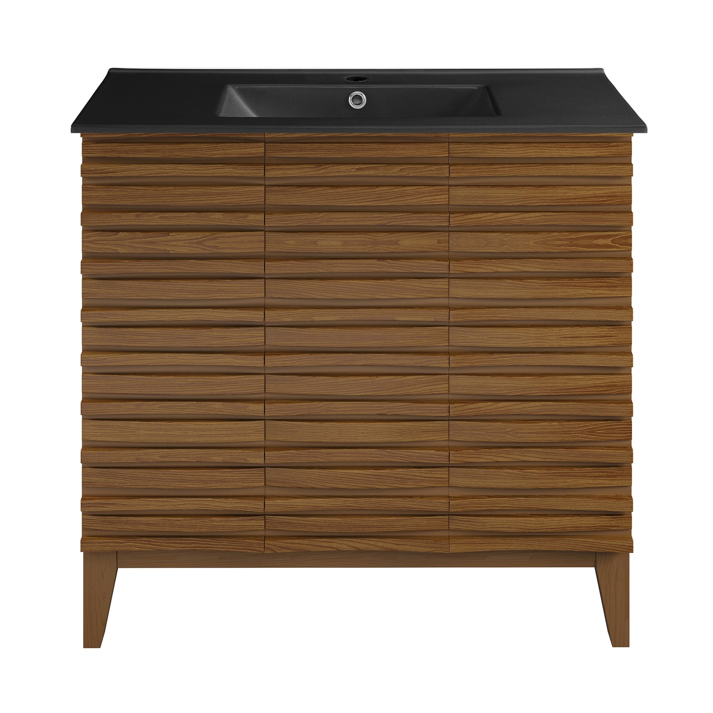 Swiss Madison, Cascade 36 in. Brown oak Bathroom Vanity With Black Ceramic Sink Top