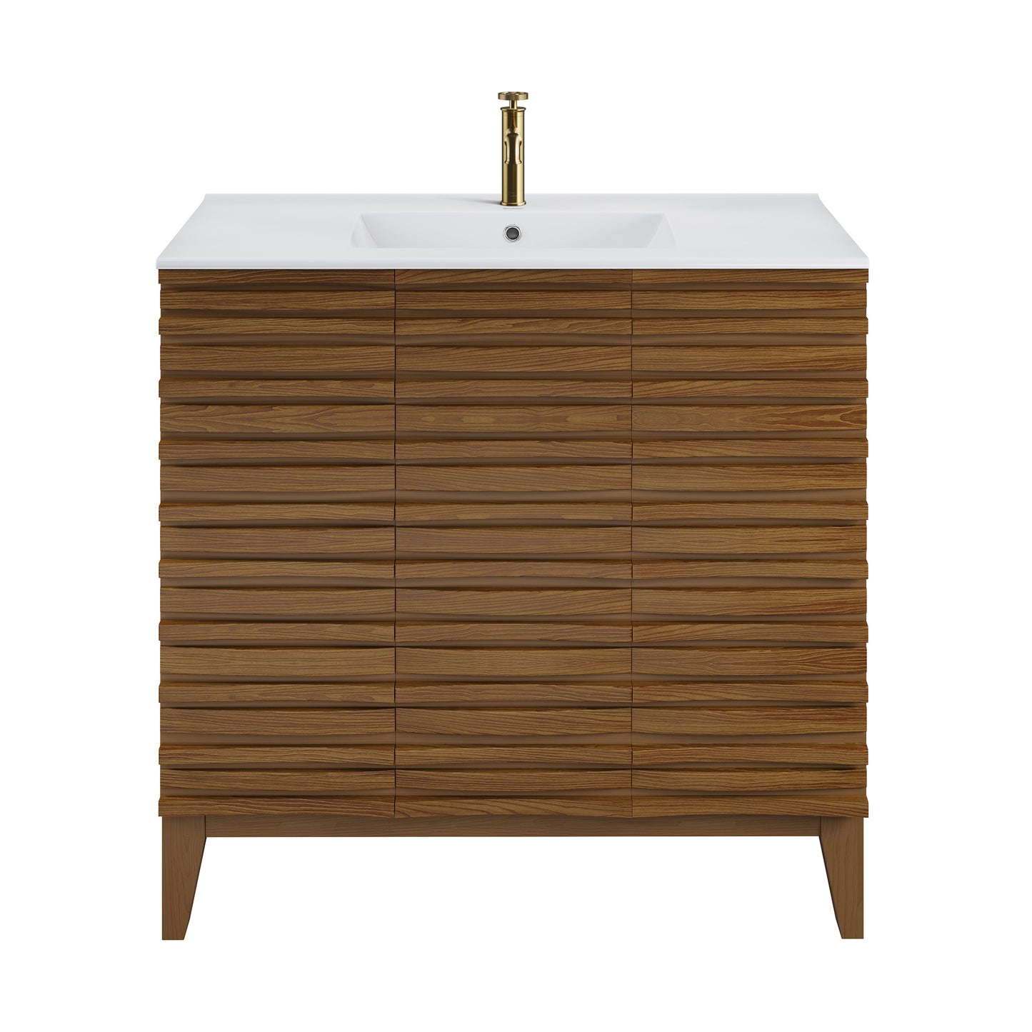 Swiss Madison, Cascade 36" Brown oak Bath Vanity With White Ceramic Sink Top