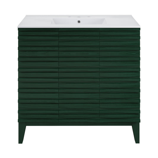 Swiss Madison Cascade 36-inch freestanding bathroom vanity in Green Oak