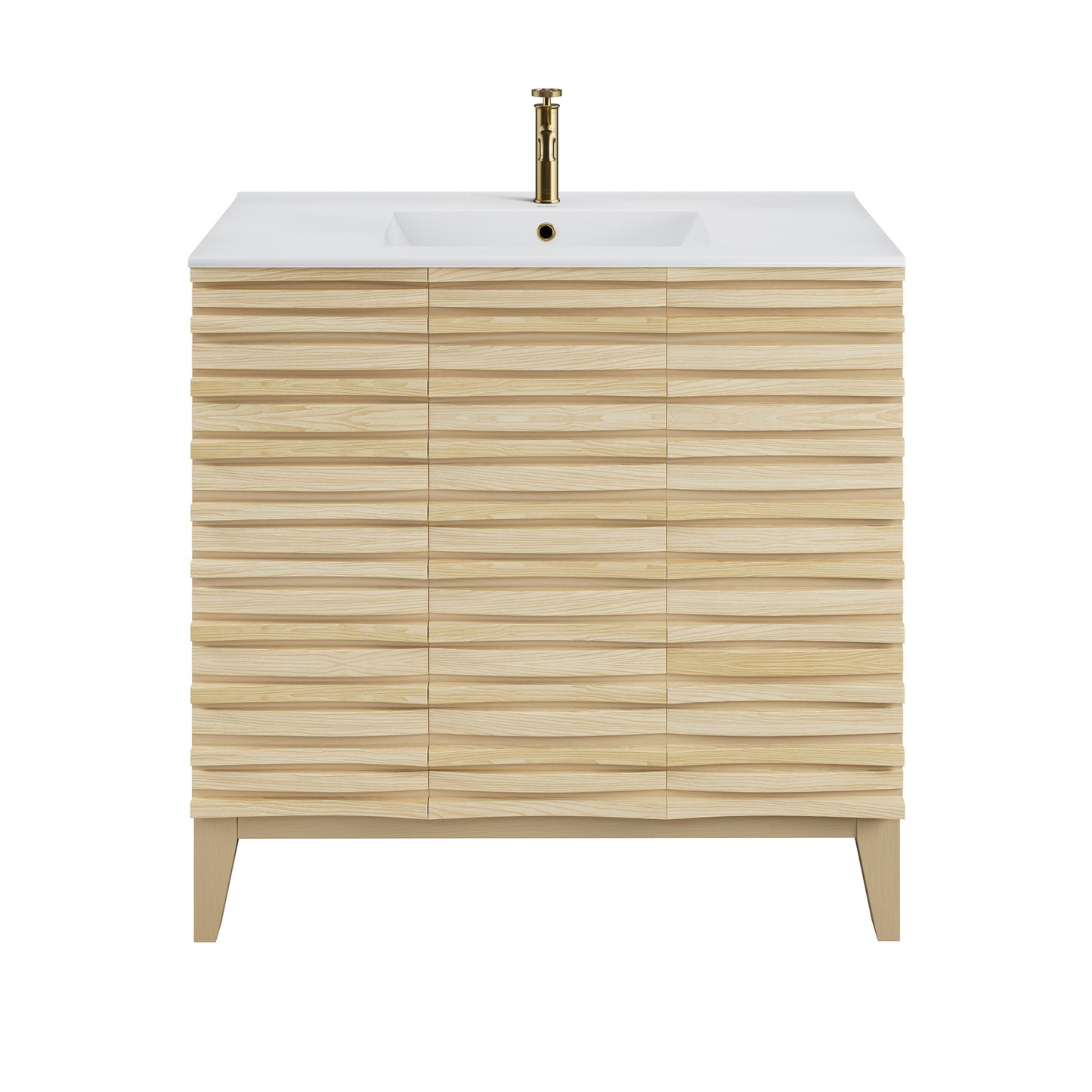 Swiss Madison, Cascade 36" Freestanding Bathroom Vanity in Natural oak with Sink Top