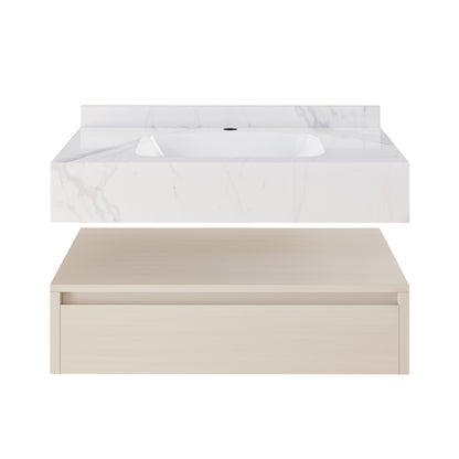 Swiss Madison Avancer 36-inch wall-mount bathroom vanity in White Oak — view 4