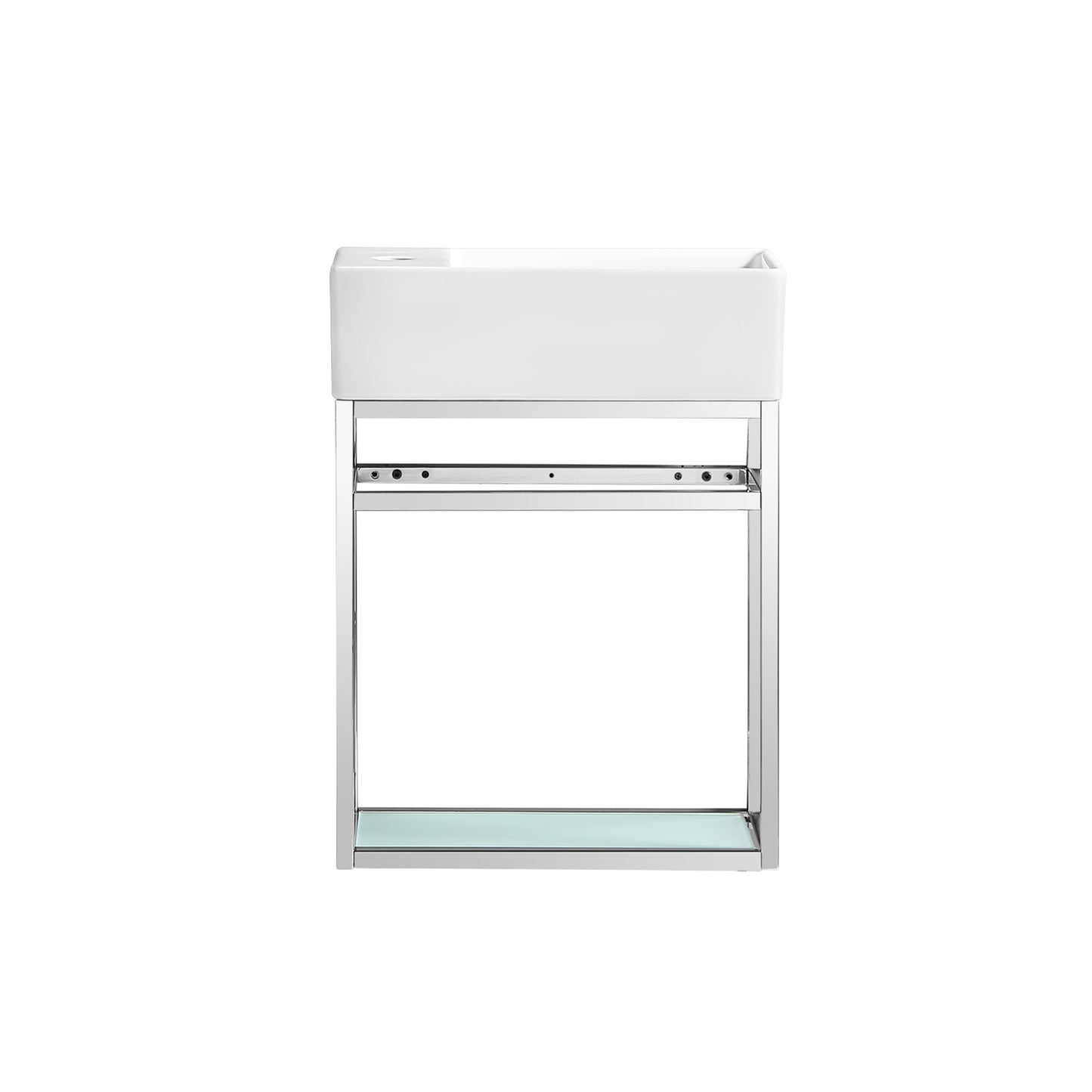 Swiss Madison, Pierre 19.5 Single, Open Shelf, Chrome Metal Frame Bathroom Vanity