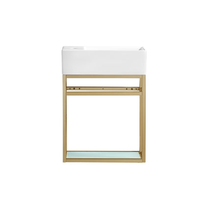 Swiss Madison, Pierre 19.5 Single, Open Shelf, Gold Metal Frame Bathroom Vanity