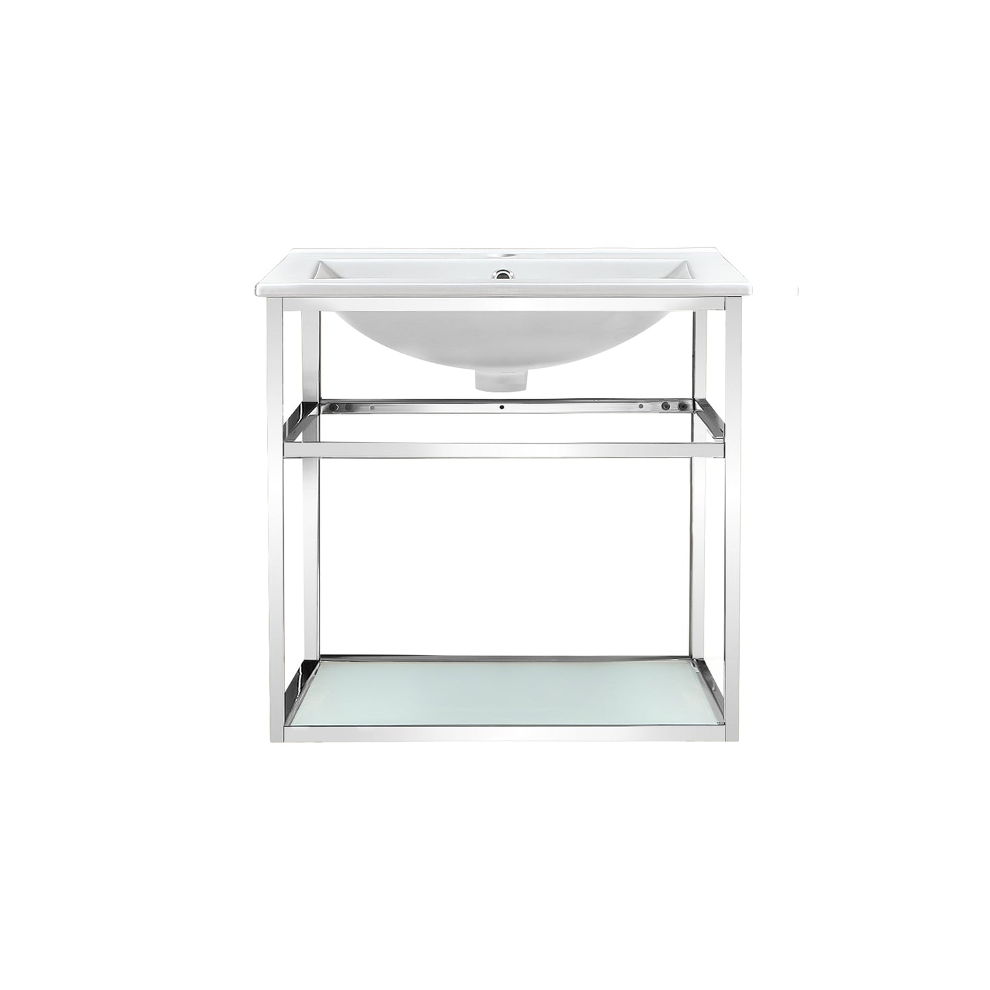 Swiss Madison, Pierre 24 Single, Open Shelf, Chrome Metal Frame Bathroom Vanity