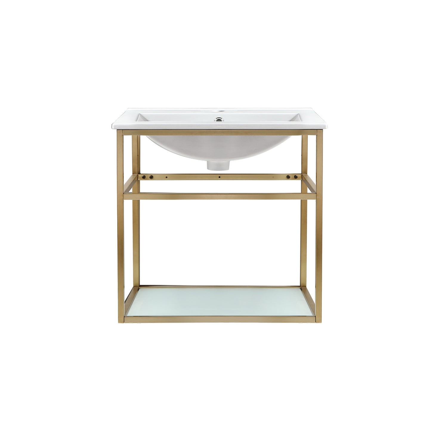 Swiss Madison, Pierre 24 Single, Open Shelf, Gold Metal Frame Bathroom Vanity