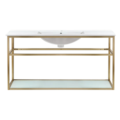 Swiss Madison, Pierre 48 Single, Open Shelf, Gold Metal Frame Bathroom Vanity