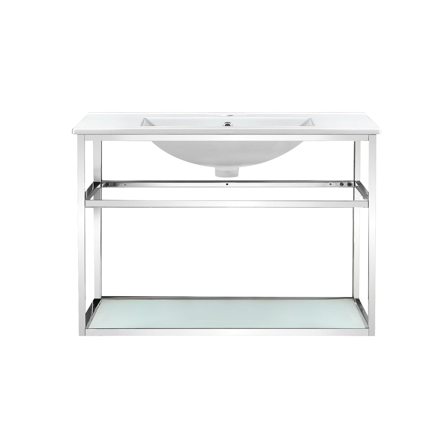 Swiss Madison, Pierre 30 Single, Open Shelf, Chrome Metal Frame Bathroom Vanity