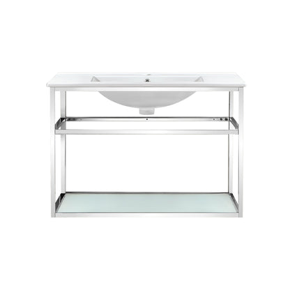 Swiss Madison, Pierre 30 Single, Open Shelf, Chrome Metal Frame Bathroom Vanity