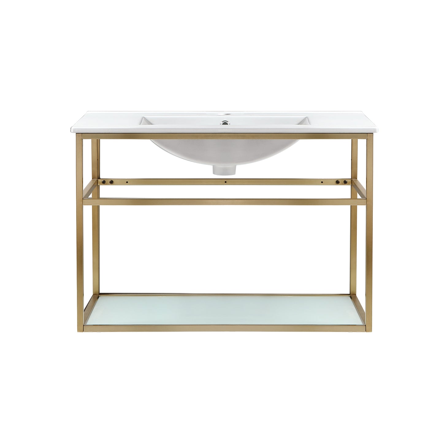 Swiss Madison, Pierre 30 Single, Open Shelf, Gold Metal Frame Bathroom Vanity