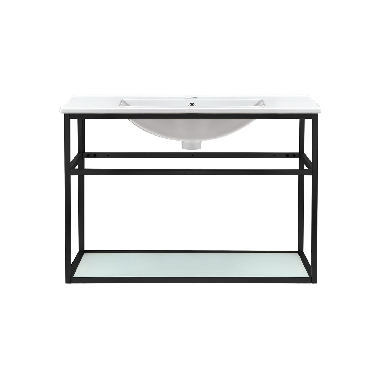 Swiss Madison, Pierre 30 Single, Open Shelf, Matte Black Metal Frame Bathroom Vanity