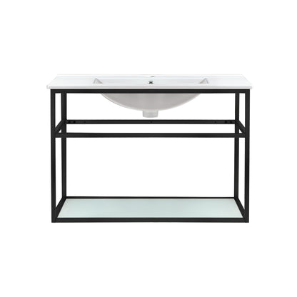 Swiss Madison, Pierre 30 Single, Open Shelf, Matte Black Metal Frame Bathroom Vanity