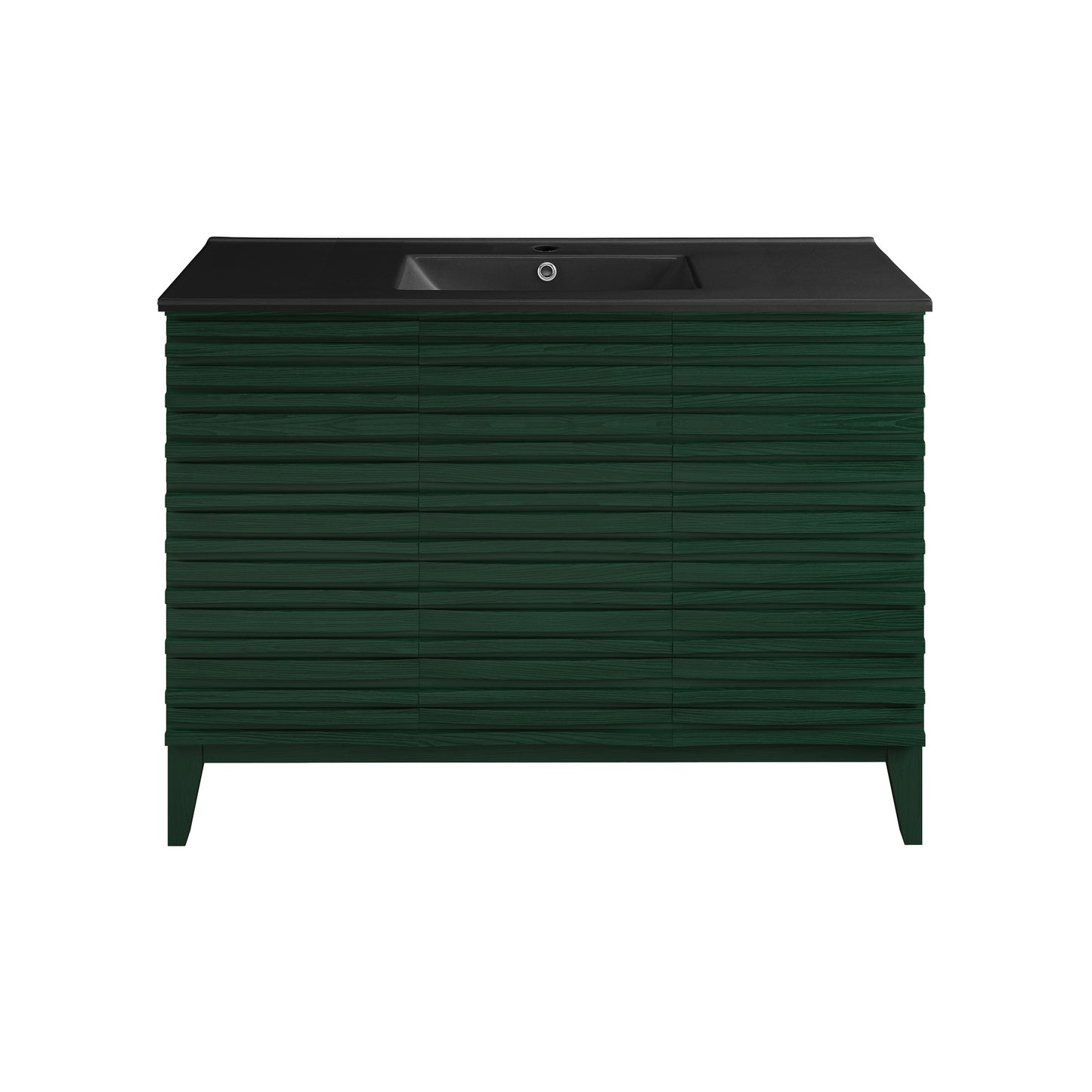Swiss Madison, Cascade 48" Freestanding Bathroom Vanity in Green Oak with Black Sink Top