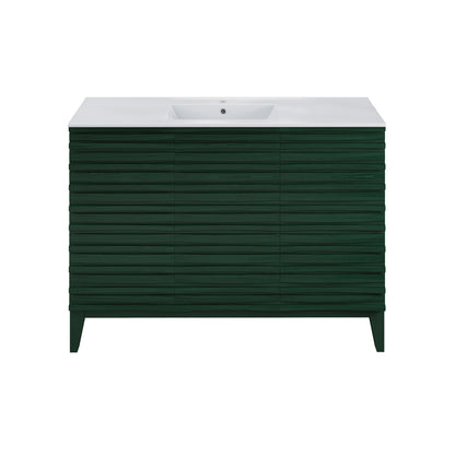 Swiss Madison, Cascade 48" Freestanding Bathroom Vanity in Green Oak with Sink Top
