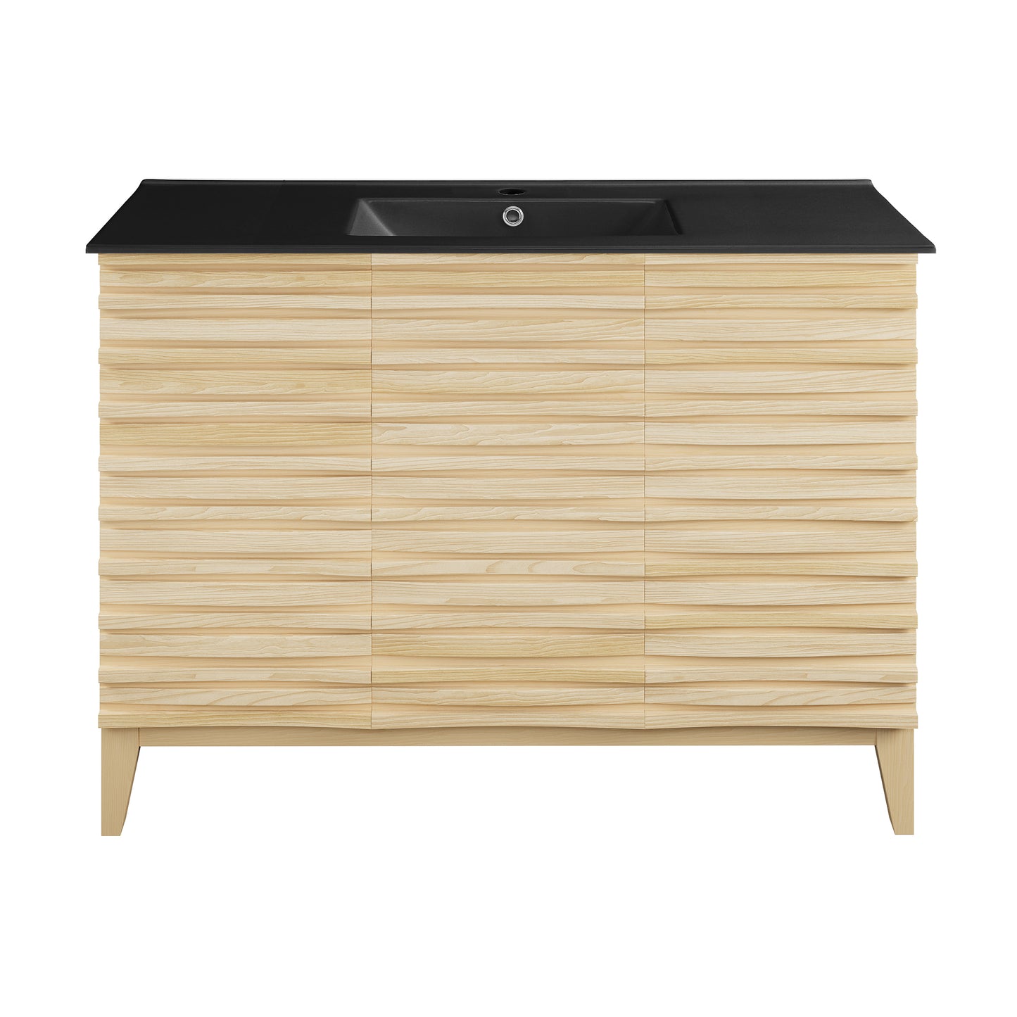 Swiss Madison, Cascade 48 in. Natural Oak Bathroom Vanity With Black Ceramic Sink Top