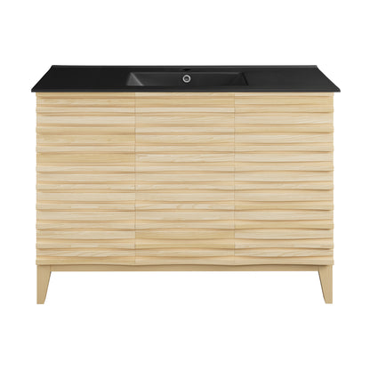 Swiss Madison, Cascade 48 in. Natural Oak Bathroom Vanity With Black Ceramic Sink Top