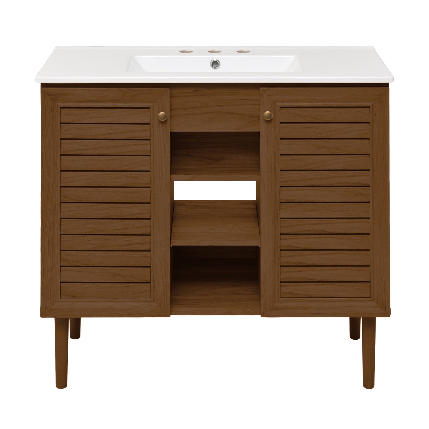 Swiss Madison Bron 36-inch freestanding bathroom vanity in Brown Oak