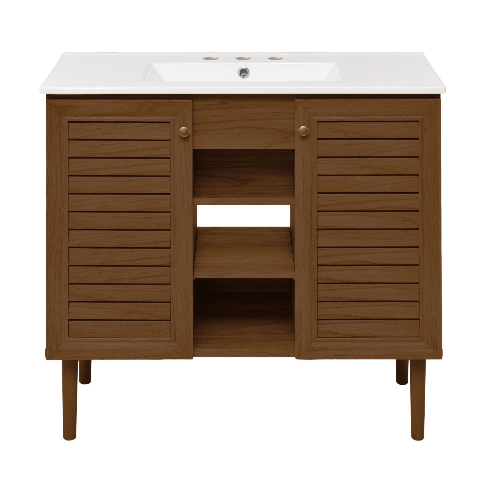 Swiss Madison Bron 36-inch freestanding bathroom vanity in Brown Oak