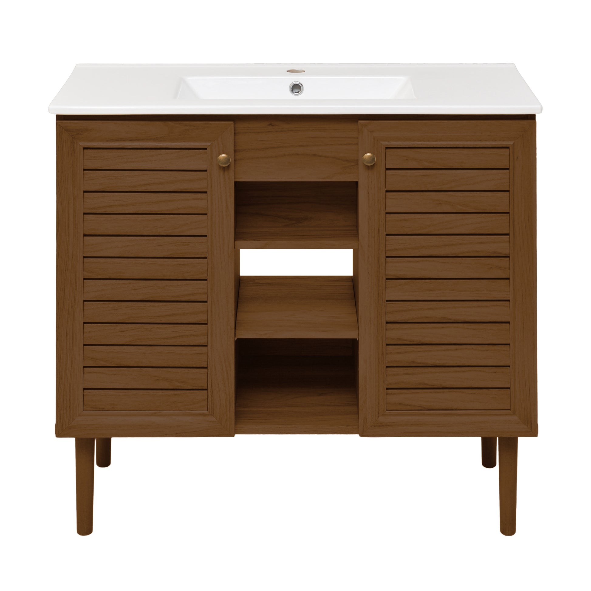 Swiss Madison Bron 36-inch freestanding bathroom vanity in Brown Oak — view 4