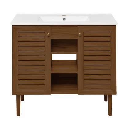 Swiss Madison Bron 36-inch freestanding bathroom vanity in Brown Oak — view 4