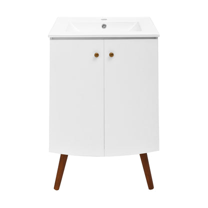 Swiss Madison, Manoir 24" Freestanding Bathroom Vanity in White with Sink Top