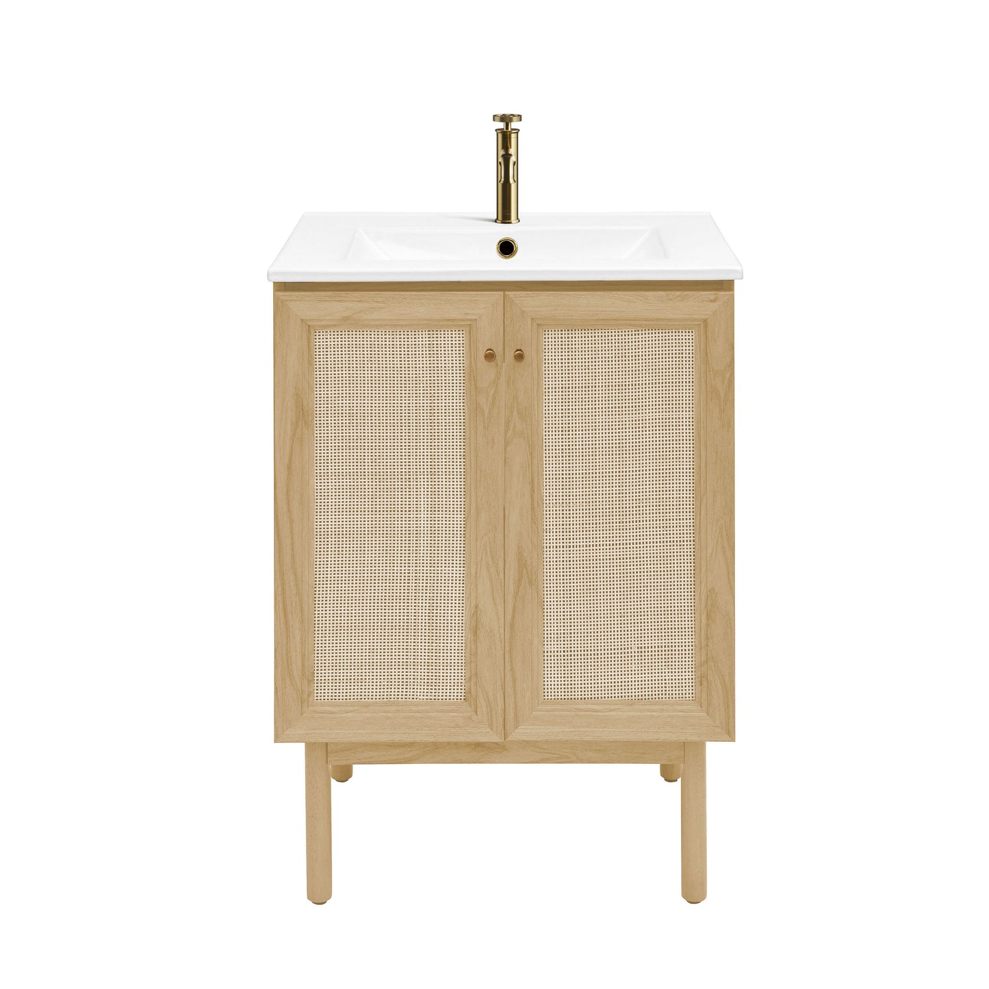 Swiss Madison, Classe 24" Freestanding Bathroom Vanity in Natural Oak with Sink Top