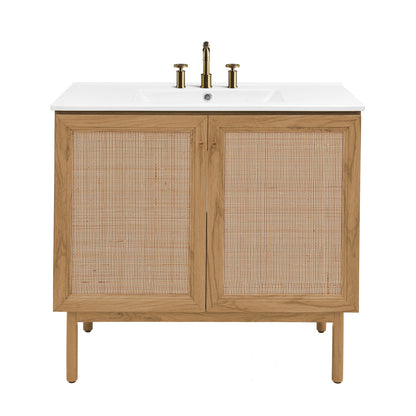 Swiss Madison Classe 36-inch freestanding bathroom vanity in Golden Oak