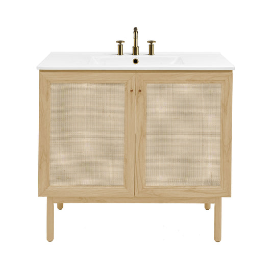 Swiss Madison Classe 36-inch freestanding bathroom vanity in Natural Oak