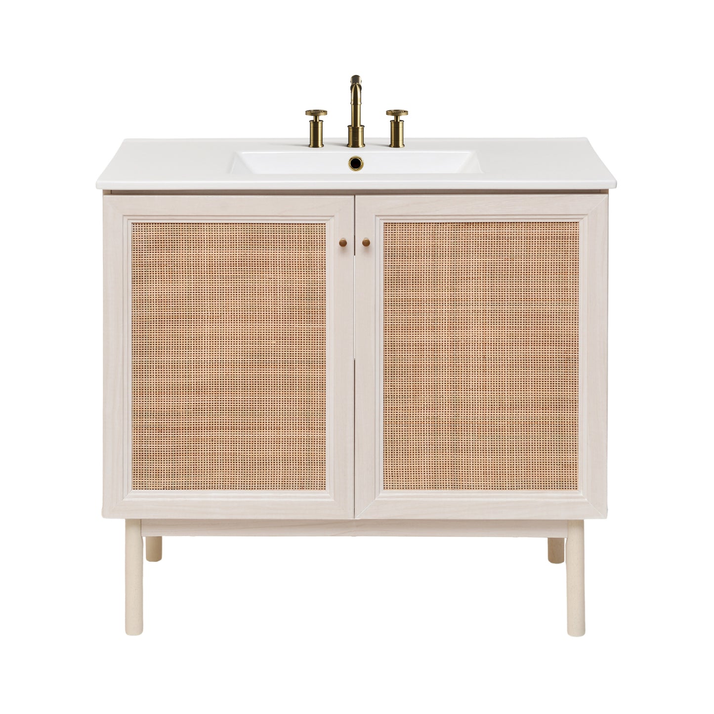 Swiss Madison, Classe 36" Freestanding Bathroom Vanity in White Oak with 3-Hole Widespread Sink Top