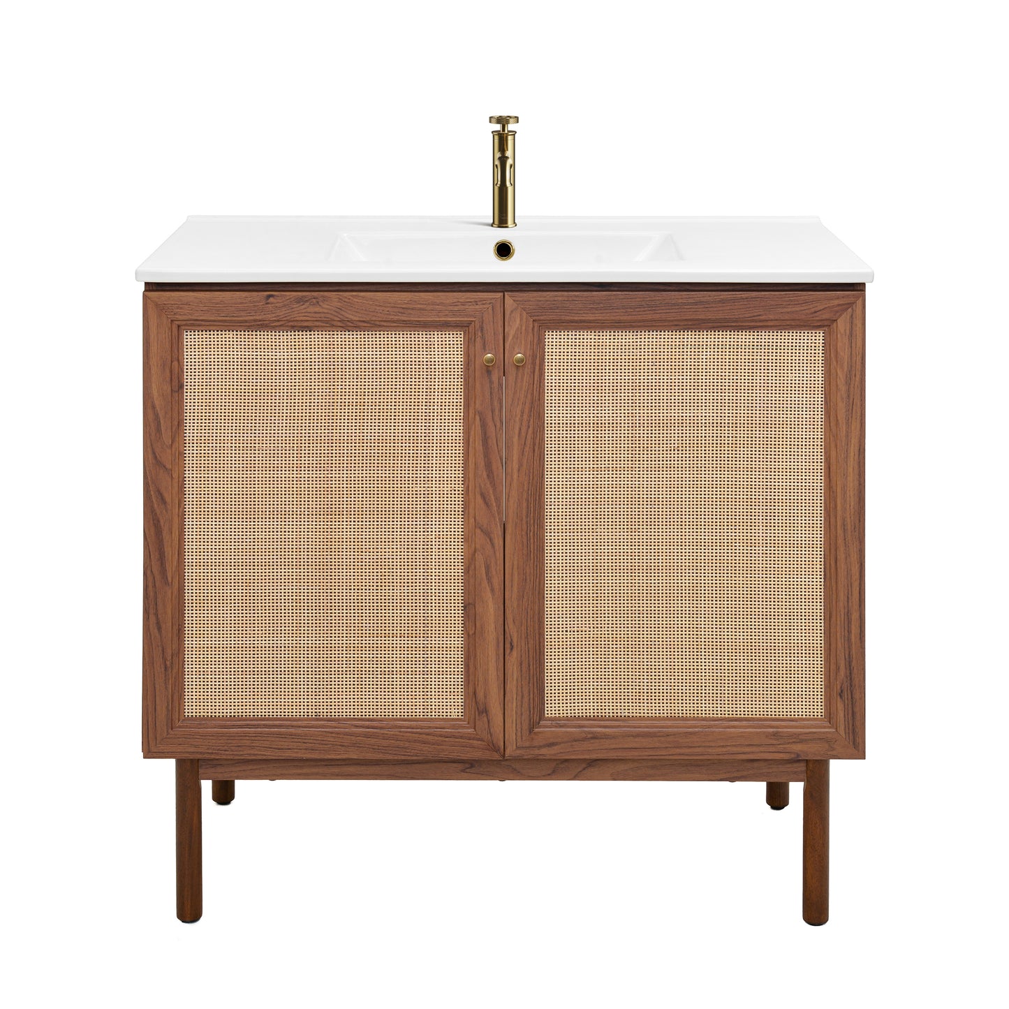 Swiss Madison, Classe 36" Freestanding Bathroom Vanity in Brown Oak with Sink Top