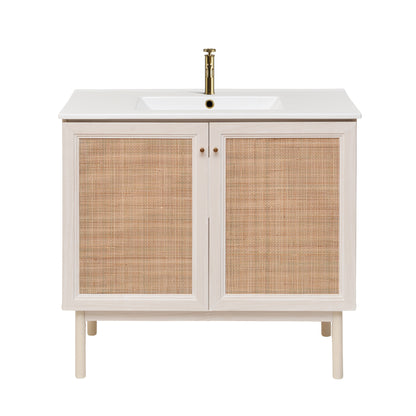 Swiss Madison, Classe 36" Freestanding Bathroom Vanity in White Oak with Sink Top