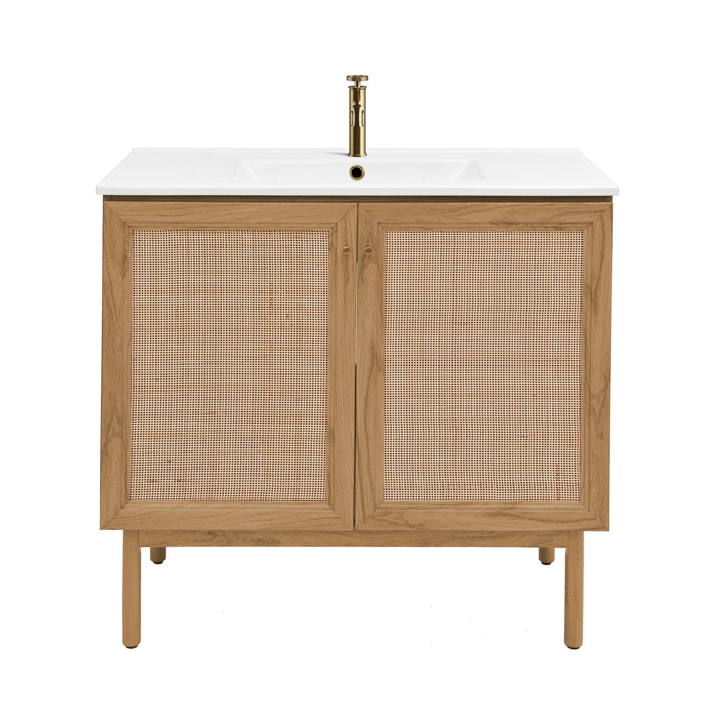 Swiss Madison, Classe 36" Freestanding Bathroom Vanity in Golden Oak with Sink Top