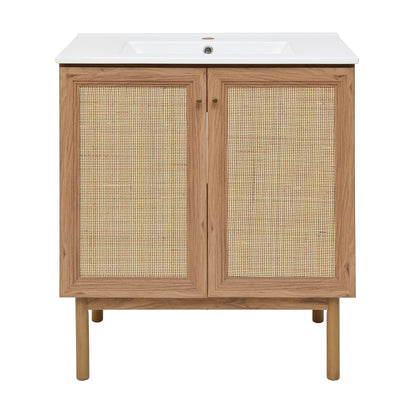 Swiss Madison, Classe 30" Freestanding Bathroom Vanity in Golden Oak with Sink Top