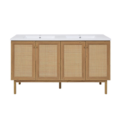 Swiss Madison Classe 60-inch freestanding bathroom vanity in Golden Oak — view 5
