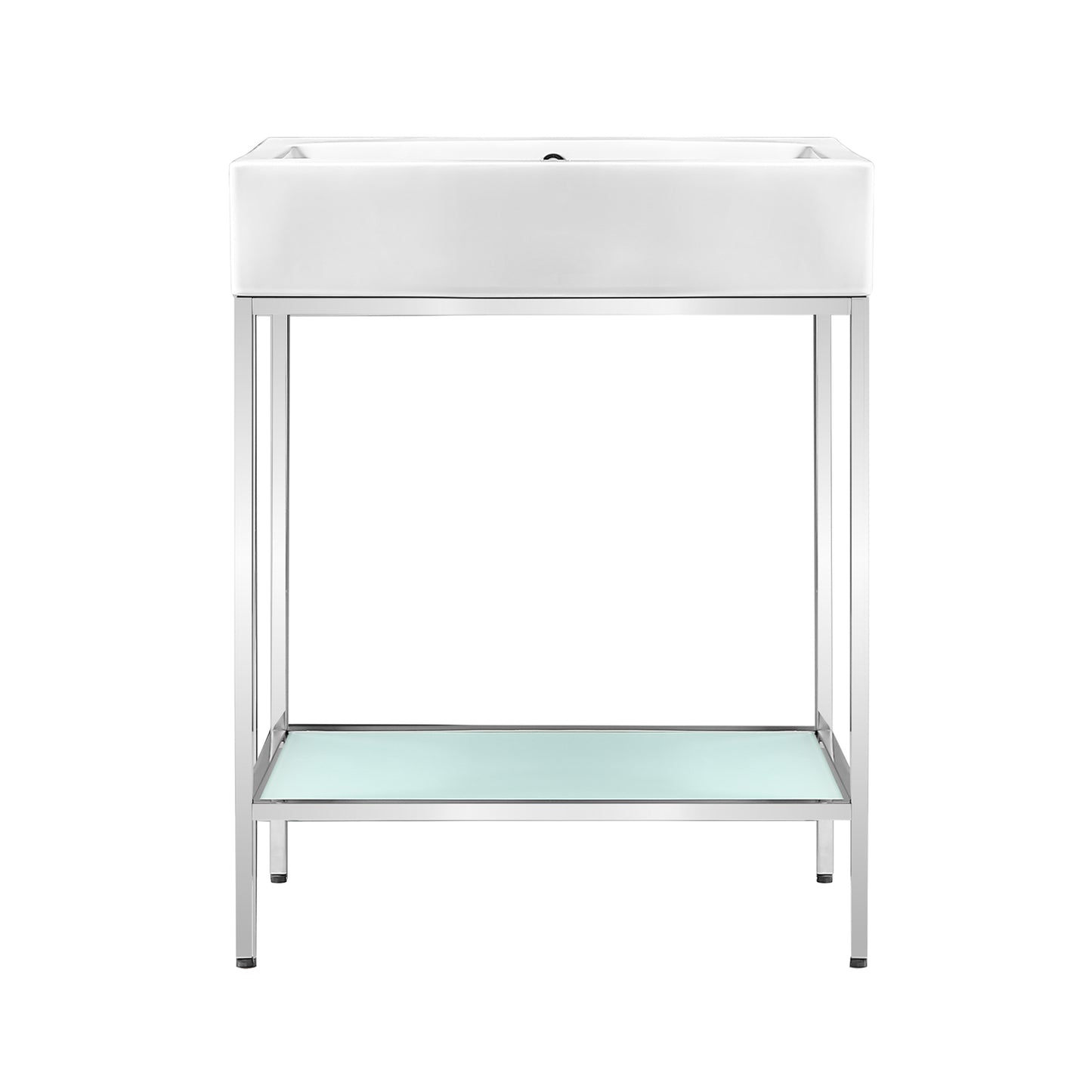Swiss Madison, Pierre 24 Single, Freestanding, Open Shelf, Chrome Metal Frame Bathroom Vanity