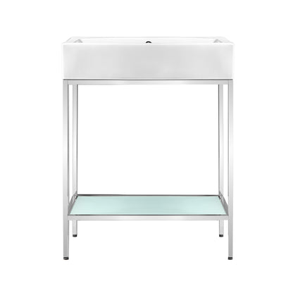 Swiss Madison, Pierre 24 Single, Freestanding, Open Shelf, Chrome Metal Frame Bathroom Vanity