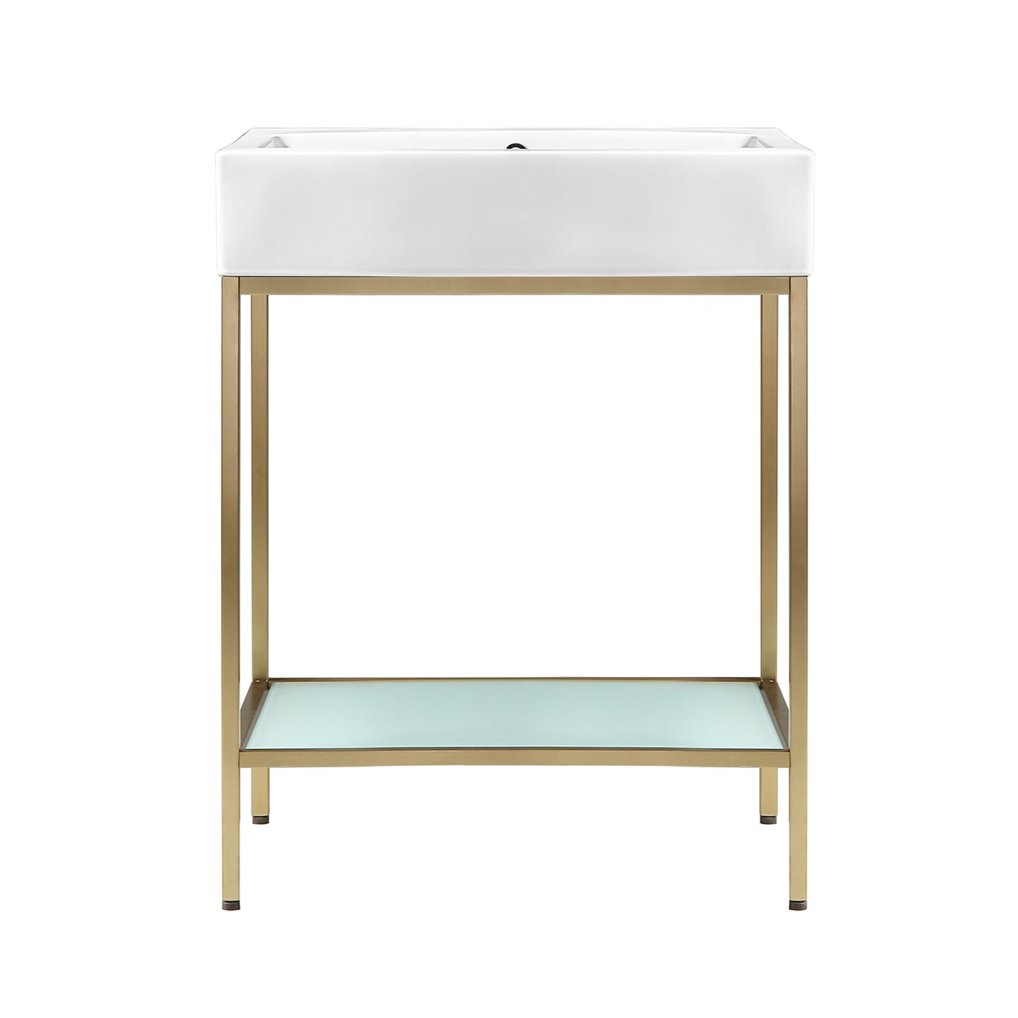Swiss Madison, Pierre 24 Single, Freestanding, Open Shelf, Gold Metal Frame Bathroom Vanity