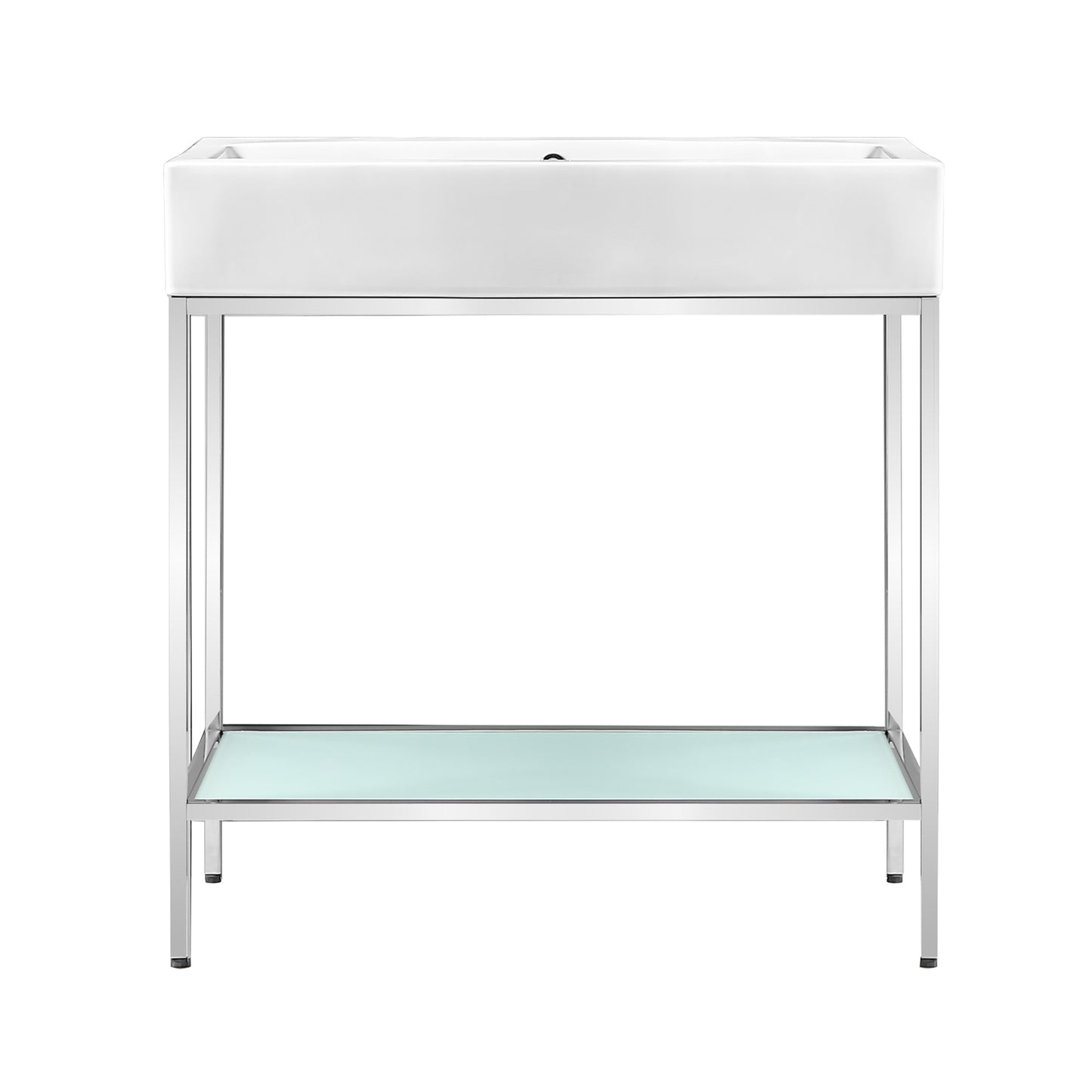 Swiss Madison, Pierre 32 Single, Freestanding, Open Shelf, Chrome Metal Frame Bathroom Vanity