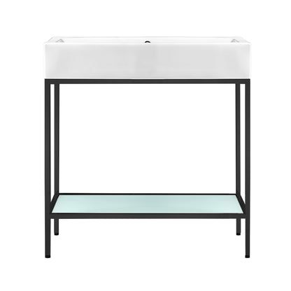 Swiss Madison, Pierre 32" Open Shelf Black Frame Freestanding Bathroom Vanity with Sink Top